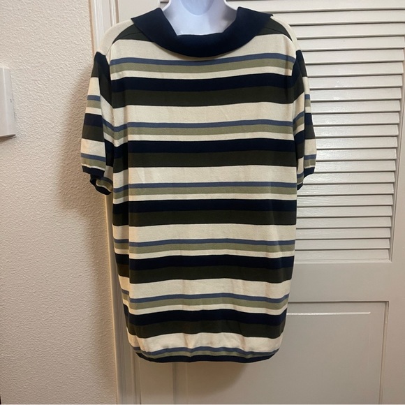 White Stag Fine Knit Striped Collared Short Sleeve Sweater Sz 18/20 EUC - Picture 2 of 9